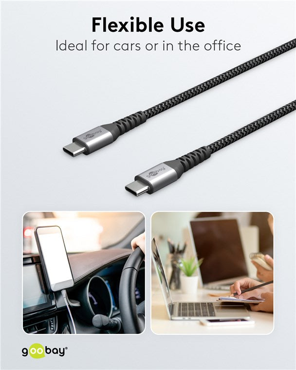 GOOBAY USB-C to USB-C Textile Cable with Metal Plugs