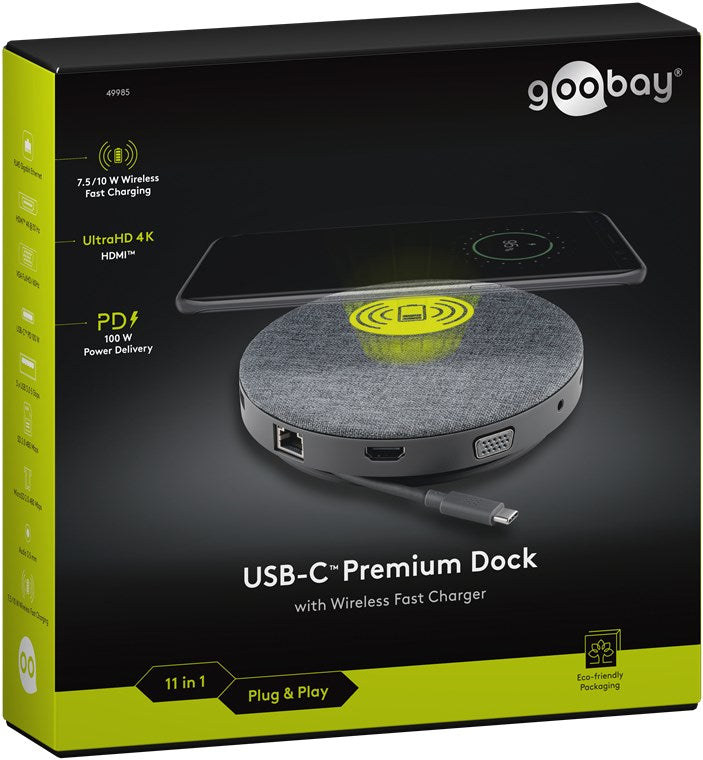GOOBAY USB-C 11-in-1 Multiport Dock w Wireless Fast Charging and PD 100W