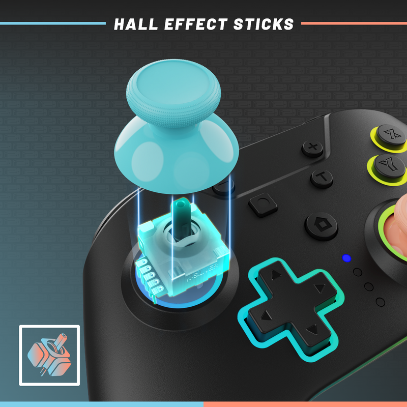 Armor3 NuRival Wireless Hall Effect Stick Game Controller For Switch - Blue/Orange