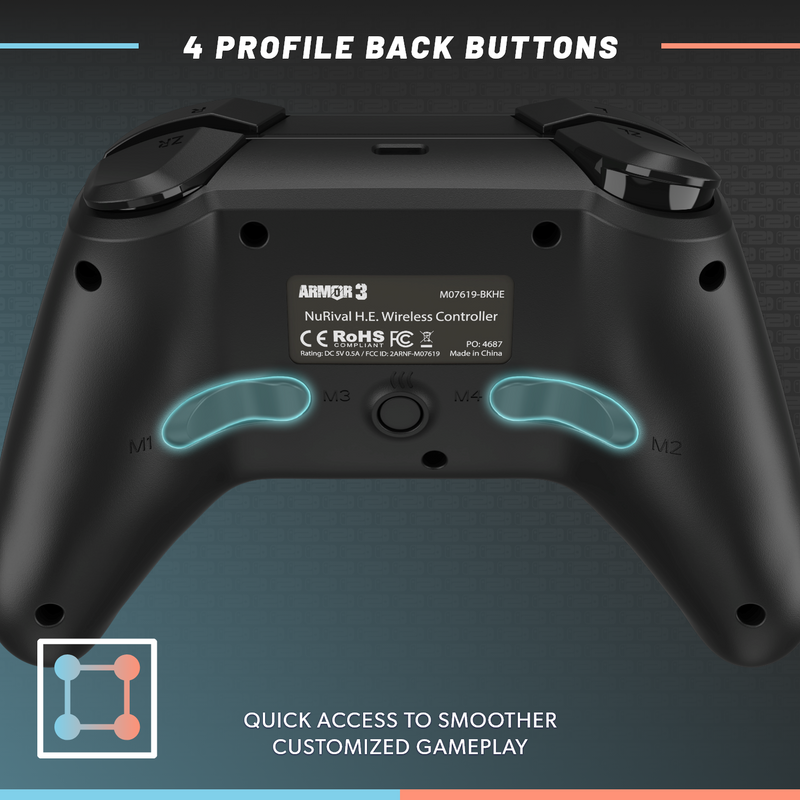 Armor3 NuRival Wireless Hall Effect Stick Game Controller For Switch - Blue/Orange