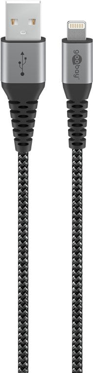 Goobay Lightning USB-A Textile 1m Cable with Metal Plugs