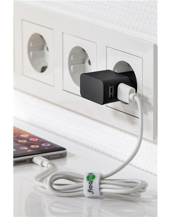 Goobay 12W Dual USB Charger - Black