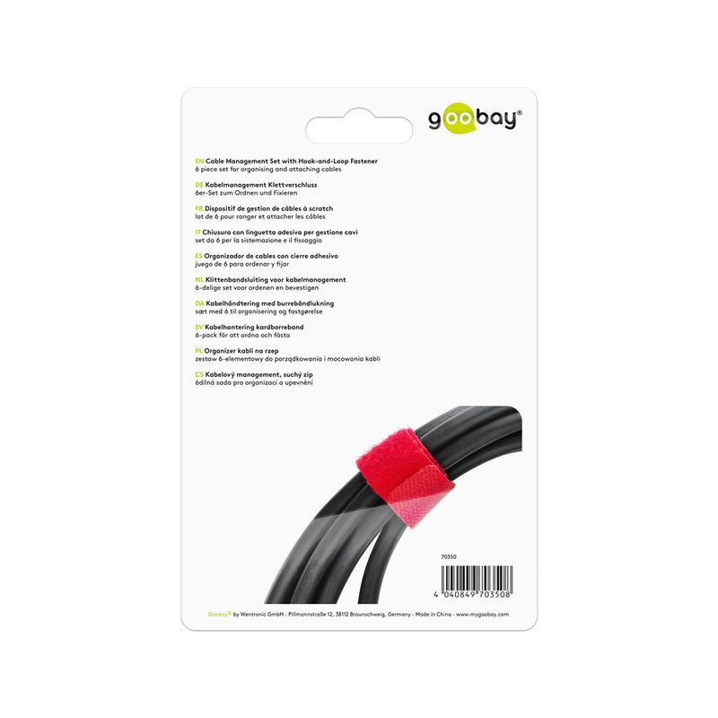 GOOBAY Cable Management 6-Piece Set with Hook-and-Loop Fastener