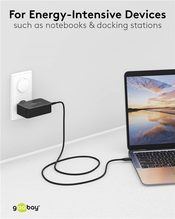 Goobay USB-C 65w Charger for Laptops - Black