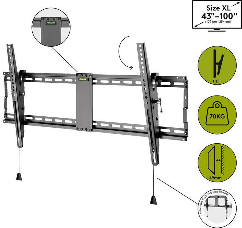 Goobay TV wall mount Pro TILT (XL) for TVs from 43 to 100" tiltable up to 70 kg