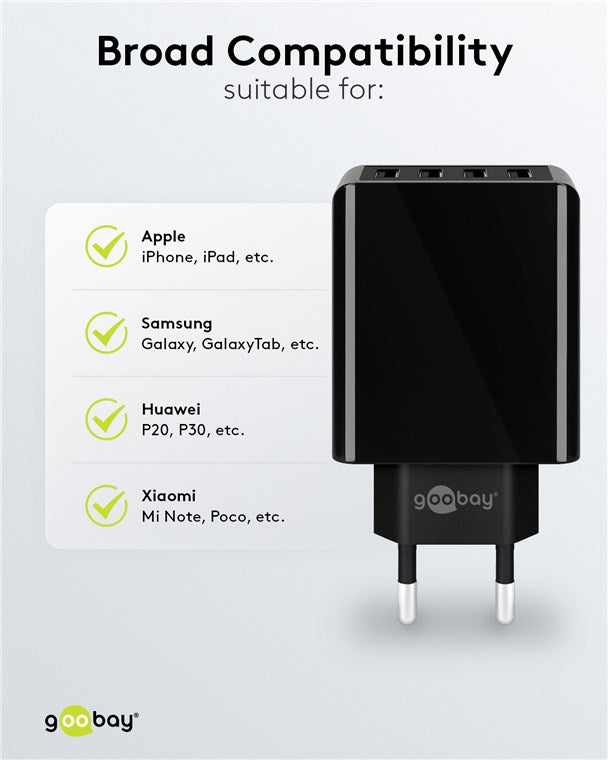 Goobay 30W 4-Port USB Charger - Black