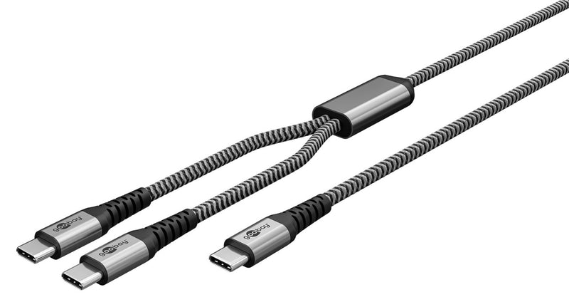 Goobay USB-C Textile 60W PD 1.5m Cable - Black/Grey