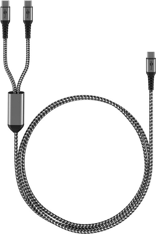 Goobay USB-C Textile 60W PD 1.5m Cable - Black/Grey