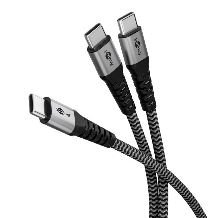 Goobay USB-C Textile 60W PD 1.5m Cable - Black/Grey