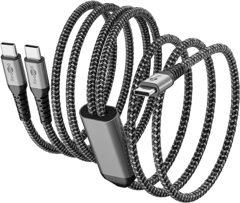 Goobay USB-C Textile 60W PD 1.5m Cable - Black/Grey