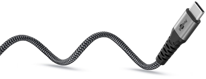 Goobay USB-C Textile 60W PD 1.5m Cable - Black/Grey