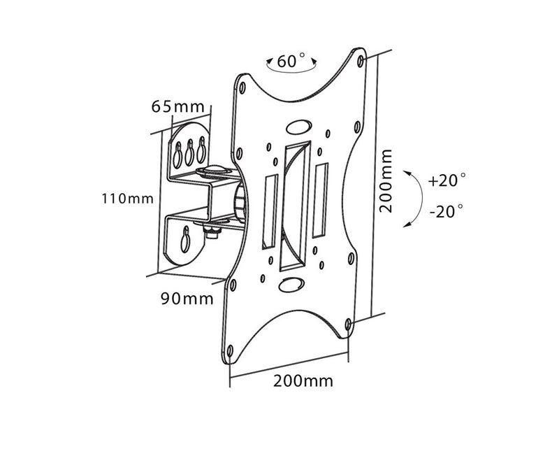 Goobay TV Wall Mount Basic FIXED (Size S) for TVs from 23" to 42", Tilt and Swivel