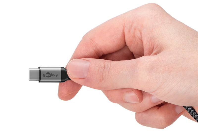 Goobay USB-C Textile 60W PD 1.5m Cable - Black/Grey