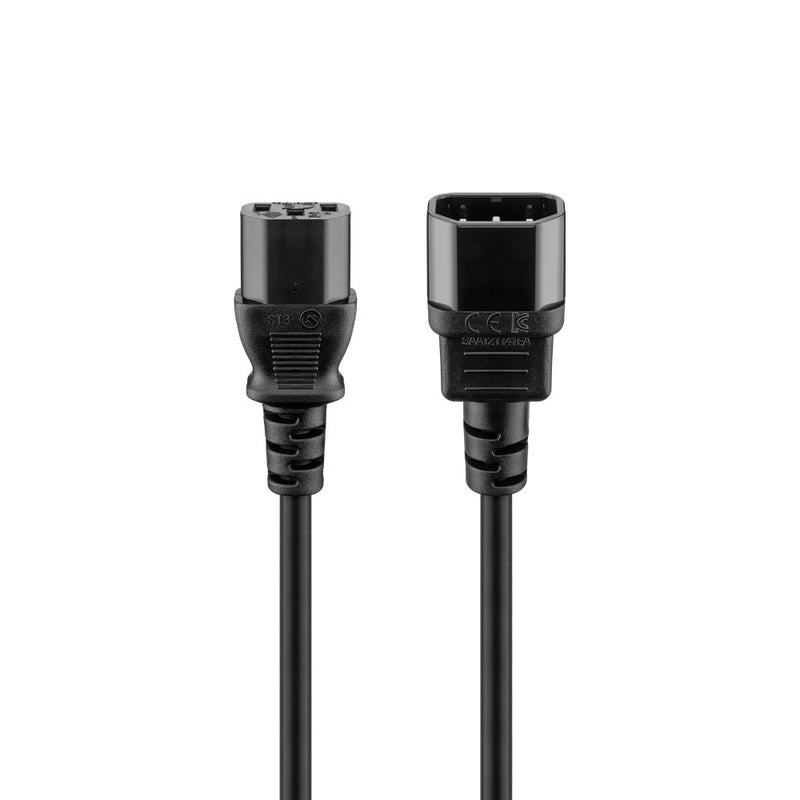 Goobay Power Extension 2m Lead with C13 socket and C14 plug - Black
