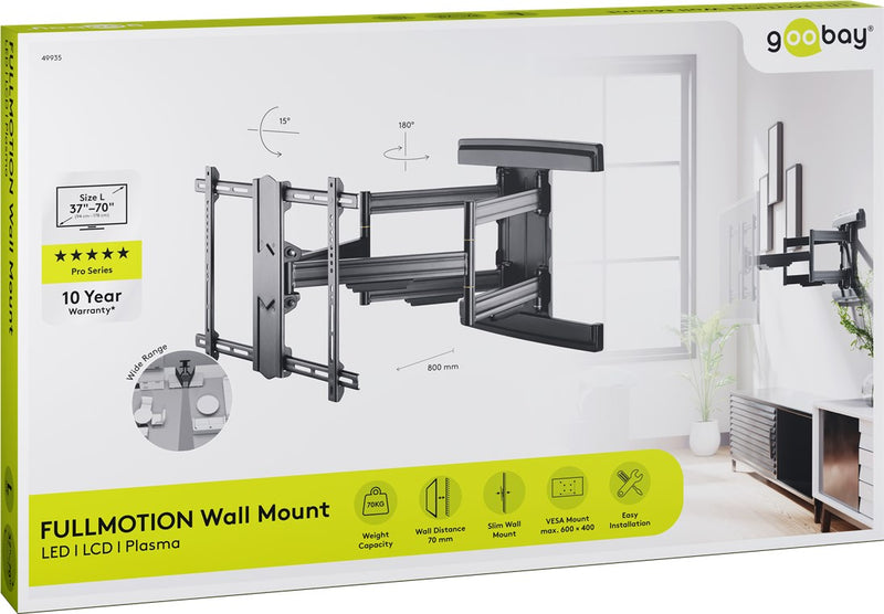 Goobay TV wall mount Pro FULLMOTION (L) wide Range for TVs from 37" to 70" up to 70 kg