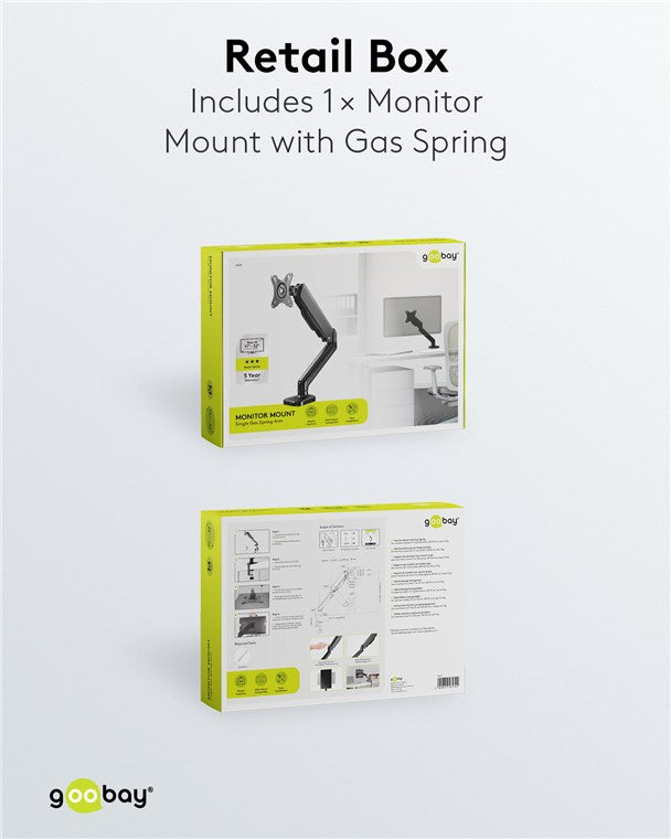 Goobay Monitor Mount with Gas Spring for monitors between 17" and 32"
