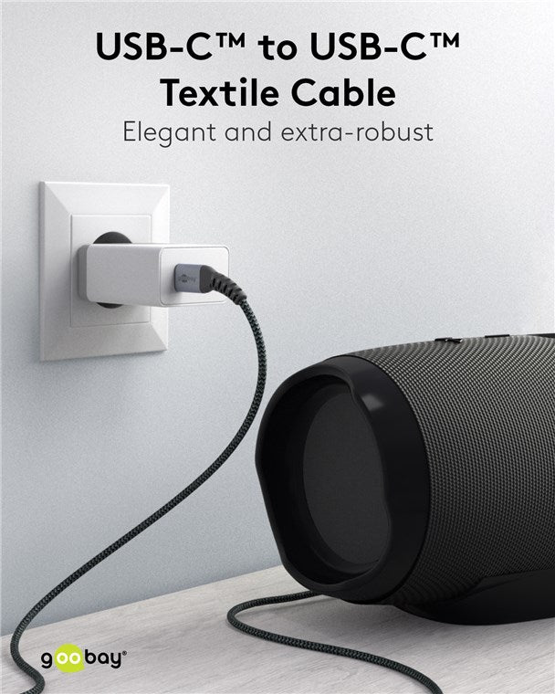 GOOBAY USB-C to USB-C Textile Cable with Metal Plugs
