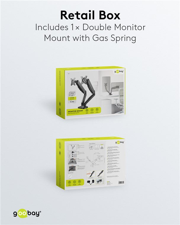 Goobay Double Monitor Mount with Gas Spring for monitors between 17" and 32"