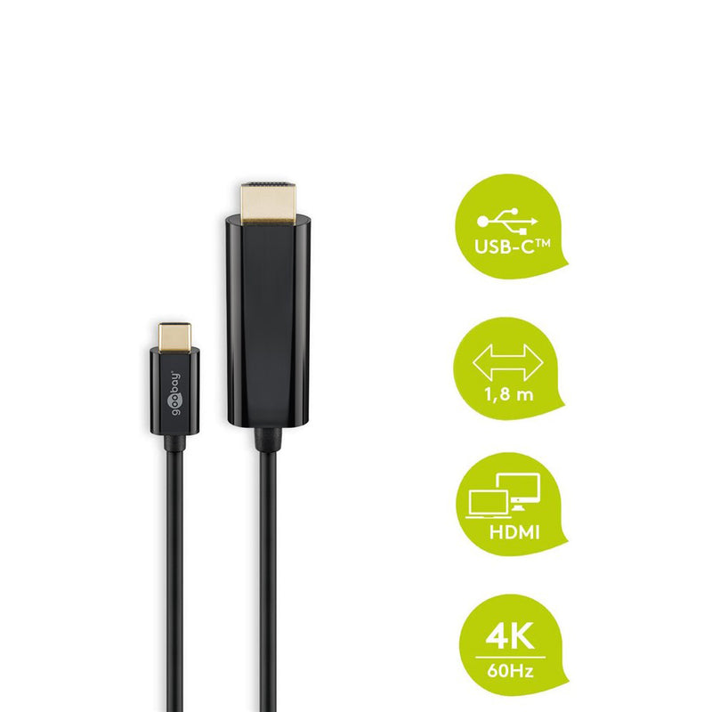 Goobay USB-C to HDMI Adapter 1.8m Cable (4k @ 60 Hz) - Black