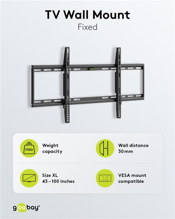 Goobay TV wall mount Basic FIXED (XL) 43" to 100"