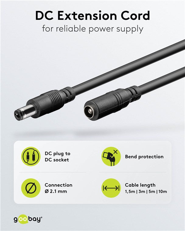 Goobay DC Extension Cable 5.5 x 2.1mm - Black