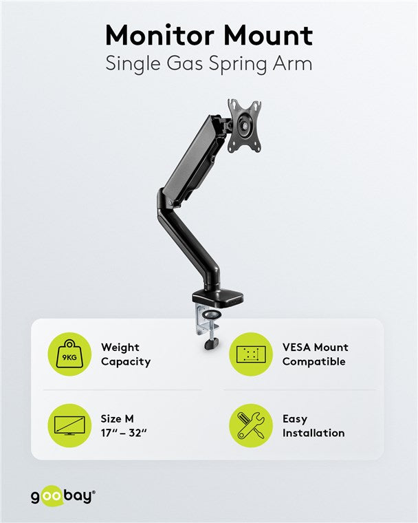 Goobay Monitor Mount with Gas Spring for monitors between 17" and 32"