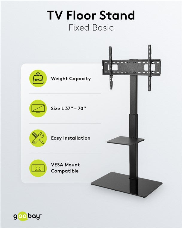 Goobay TV Floor Stand Basic (Size L) for TVs and monitors between 37" and 70"