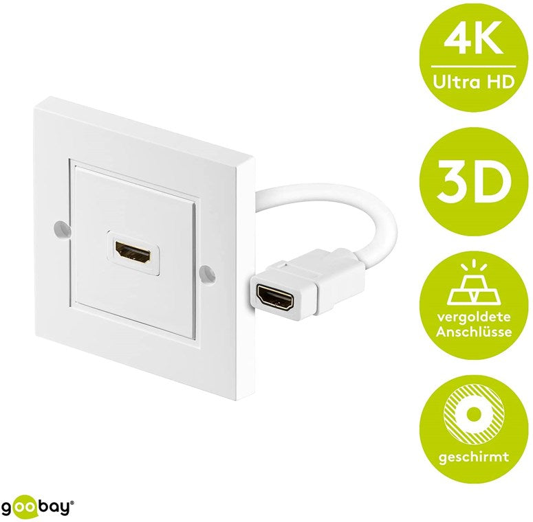 Goobay HDMI Gold-Plated Wall Socket - White