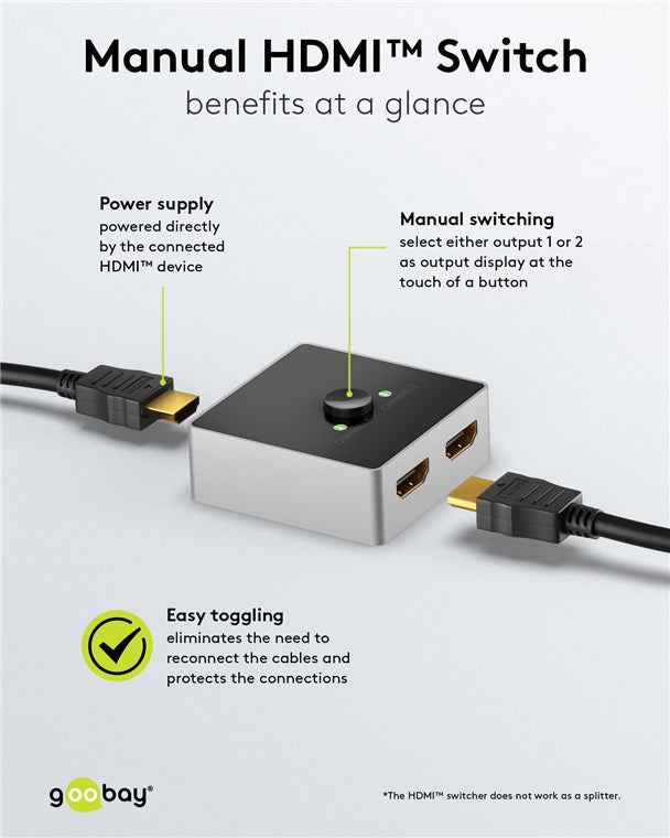 GOOBAY Manual HDMI™ Switch 2 to 1 (4K @ 60 Hz)