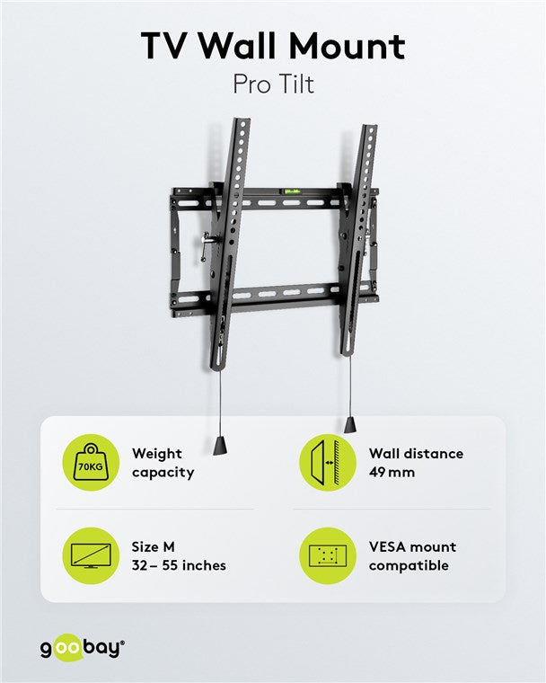 Goobay TV Wall Mount Pro TILT (M) for TVs from 32" to 55" to 70 kg