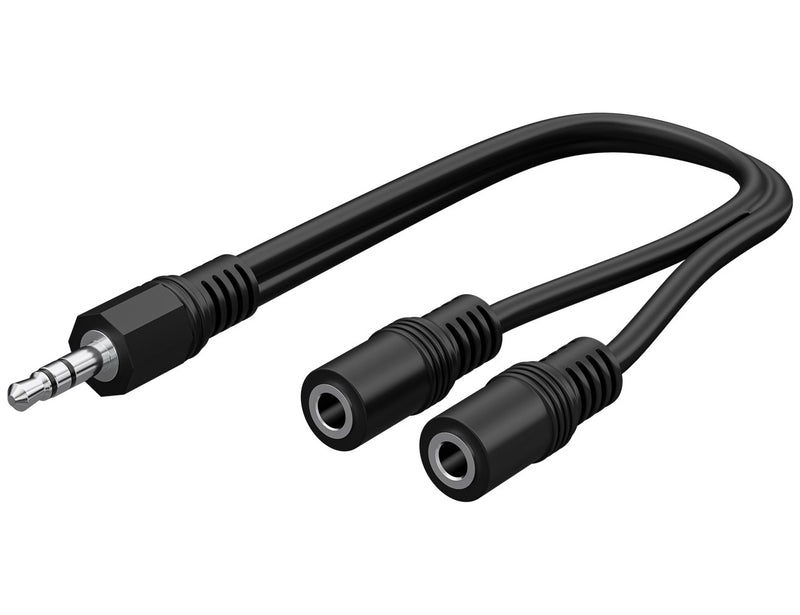 Goobay 3.5 mm Audio Y Cable Adapter, 1x Male to 2x Female Stereo