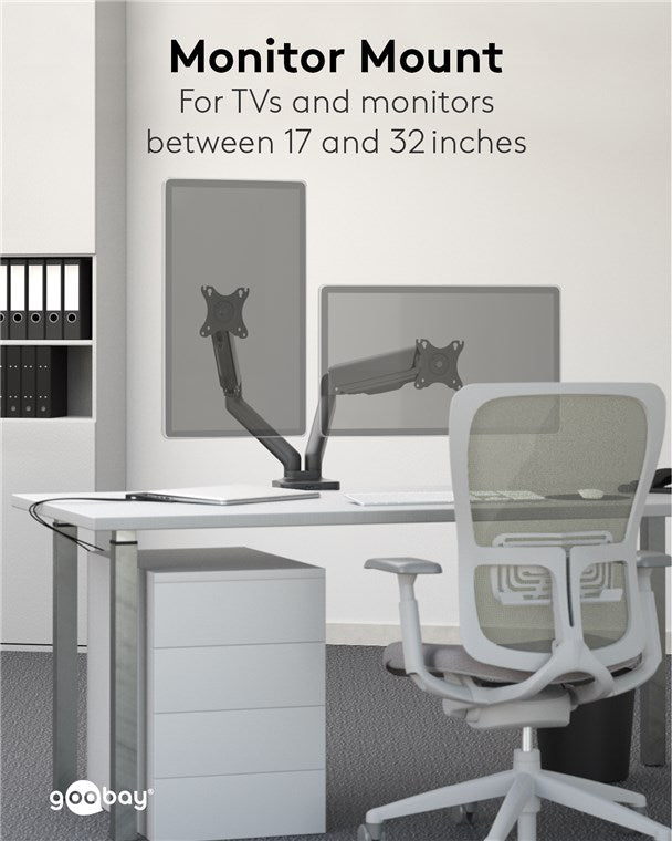Goobay Double Monitor Mount with Gas Spring for monitors between 17" and 32"