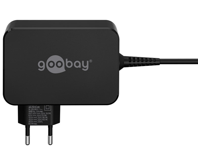 Goobay USB-C 65w Charger for Laptops - Black