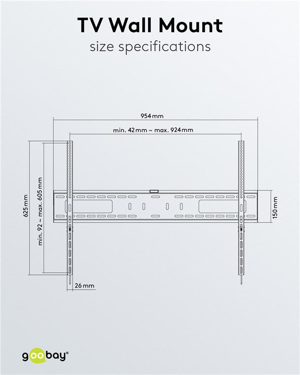 Goobay TV Wall Mount Pro FIXED (XL) for TV Sets from 43" to 100" up to 75kg