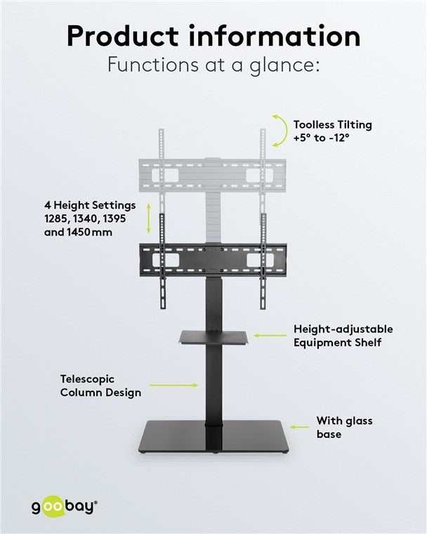 Goobay TV Floor Stand Basic (Size L) for TVs and monitors between 37" and 70"
