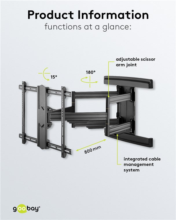 Goobay TV wall mount Pro FULLMOTION (L) wide Range for TVs from 37" to 70" up to 70 kg