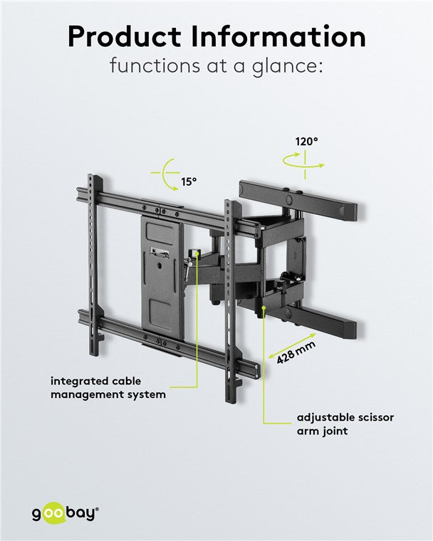 Goobay TV wall mount Pro FULLMOTION (L) for TVs from 37" to 70" up to 60kg
