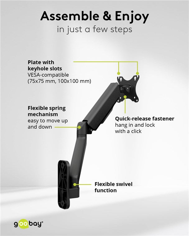 Goobay Single Monitor Wall Mount from 17" to 32"