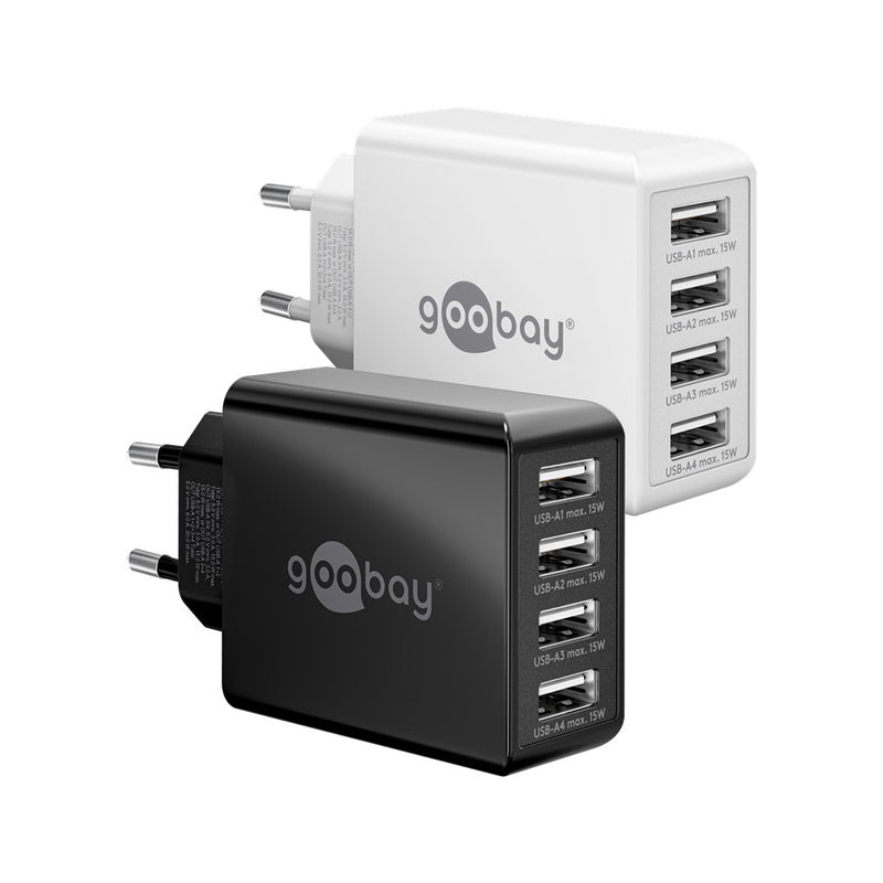 Goobay 30W 4-Port USB Charger - Black