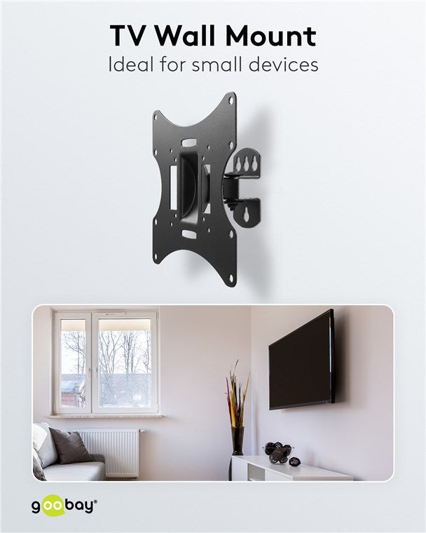 Goobay TV Wall Mount Basic FIXED (Size S) for TVs from 23" to 42", Tilt and Swivel