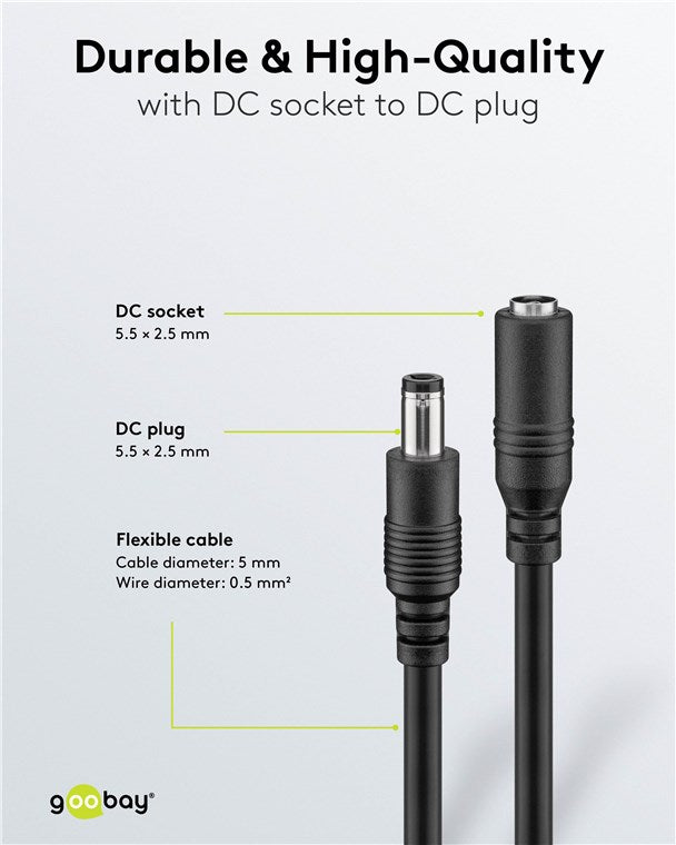 Goobay DC Extension Cable 5.5 x 2.5mm - Black