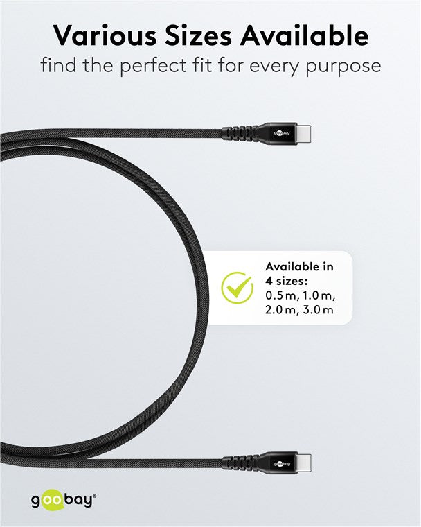 Goobay USB-C Supersoft Textile 1m Cable with Metal Plugs