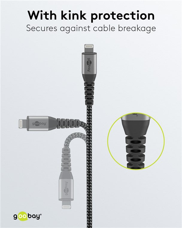Goobay Lightning USB-A Textile 1m Cable with Metal Plugs
