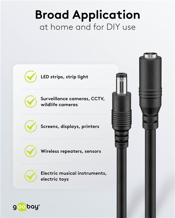 Goobay DC Extension Cable 5.5 x 2.5mm - Black