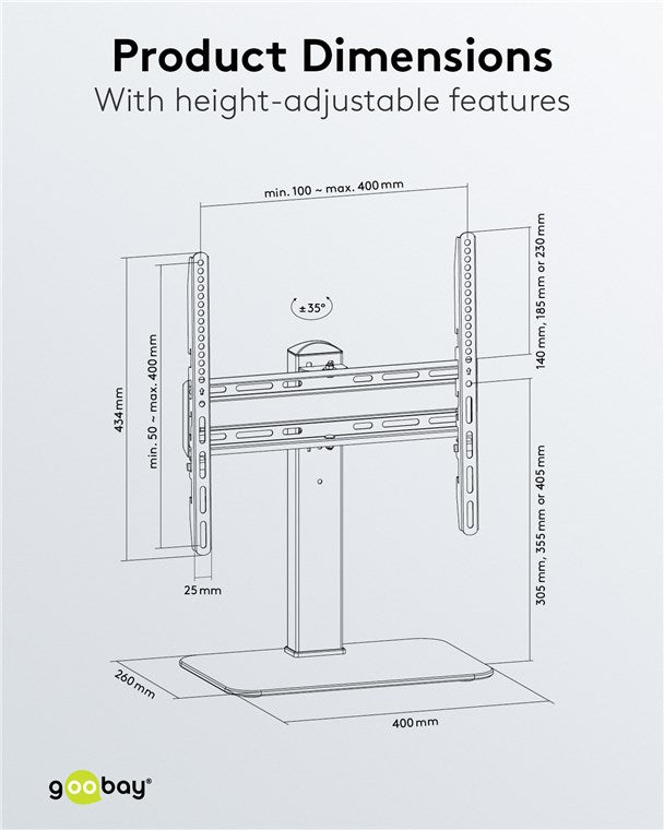 Goobay Tabletop TV Stand Basic Fix TVs and monitors between 32" and 55"