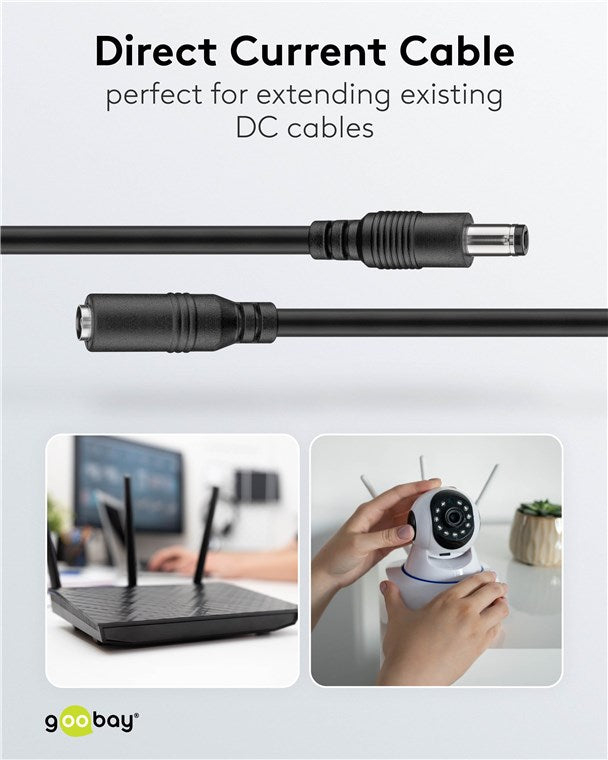 Goobay DC Extension Cable 5.5 x 2.5mm - Black