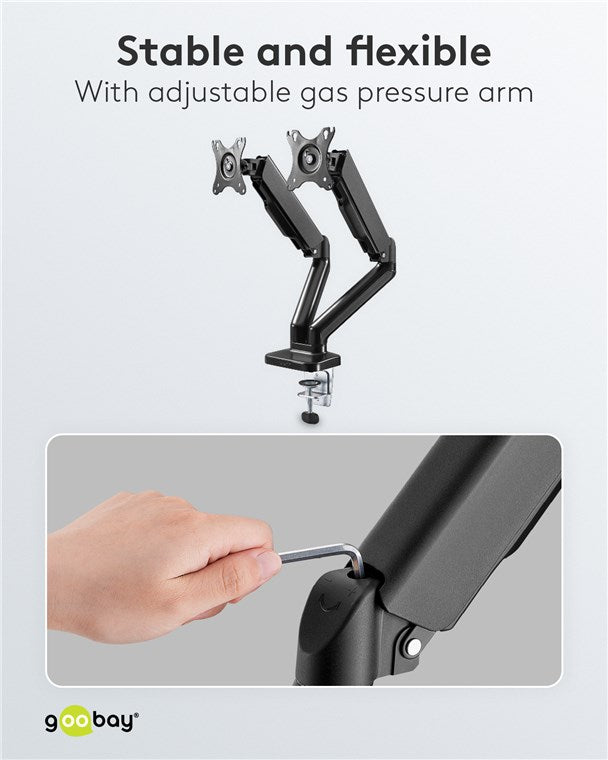 Goobay Double Monitor Mount with Gas Spring for monitors between 17" and 32"