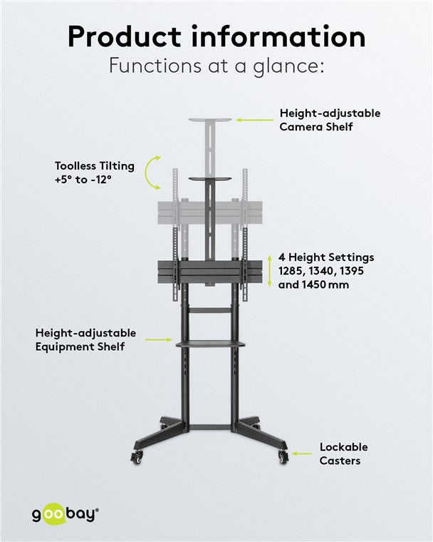 Goobay TV Presentation Stand Pro (Size L) for TVs and monitors between 37" and 70"