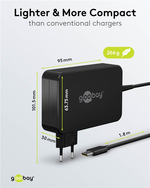 Goobay USB-C 90w Charger for Laptops - Black