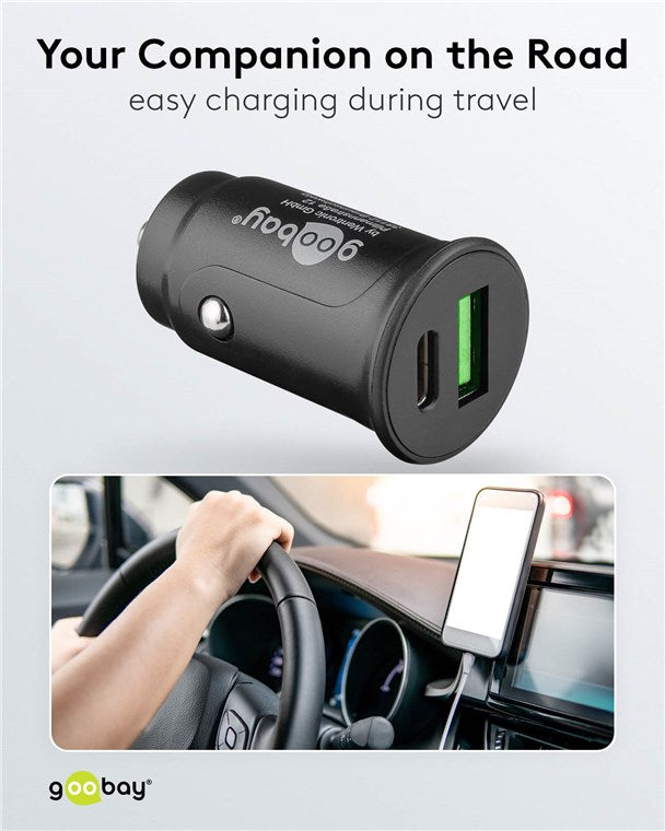 Goobay Dual-USB Fast USB-C PD 27W Car Charger